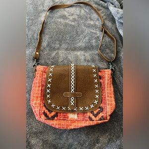 Myra Bag Brown and Orange Crossbody